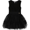 Ribbed Bodice Sleeveless Tulle Skirt Dress, Black - Dresses - 1 - thumbnail