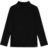 Ribbed Super Soft Brushed Mock Neck Top, Black - T-Shirts - 1 - thumbnail