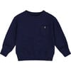 Ribbed Hem Quilted Pocket Sweatshirt, Navy - Sweatshirts - 1 - thumbnail