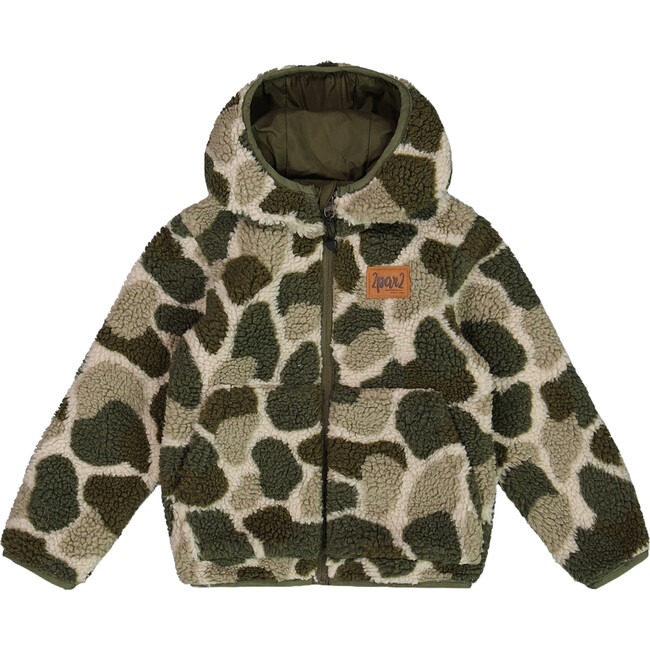 Reversible Sherpa Jacket, Camouflage Green