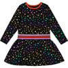 Rainbow Star Print Long Sleeve Foil Dress, Black - Dresses - 1 - thumbnail