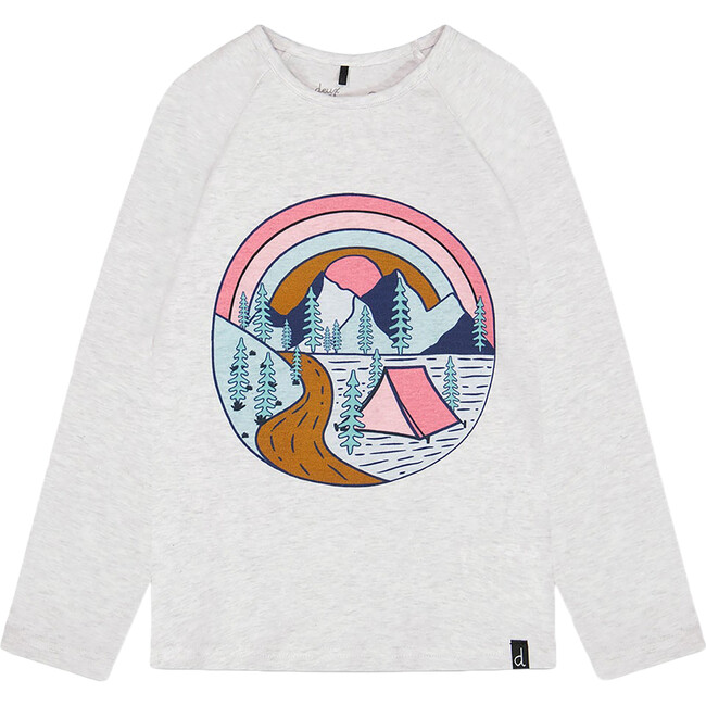 Raglan Sleeve T-Shirt With Print, Light Blue Mix