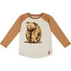 Raglan T-Shirt With Print, Brown & Beige Mix - T-Shirts - 1 - thumbnail