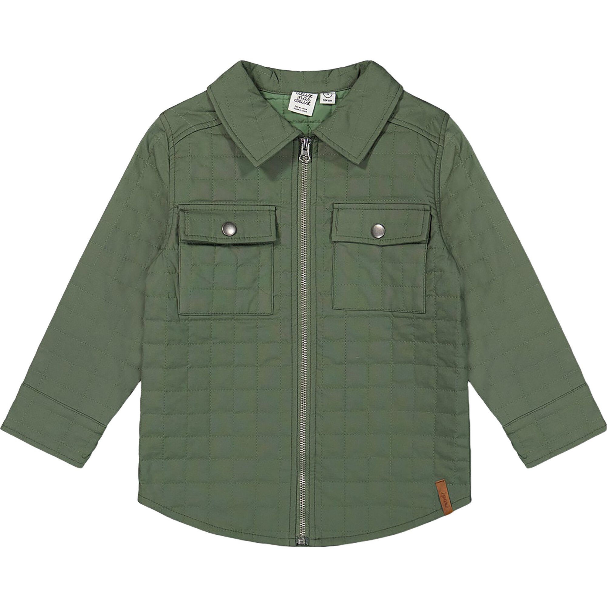 Quilted Canvas Overshirt With Pockets, Forest Green - Jackets - 1