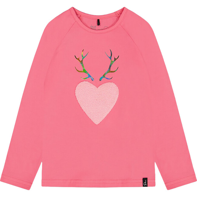 Raglan Sleeve T-Shirt With Print, Candy Pink