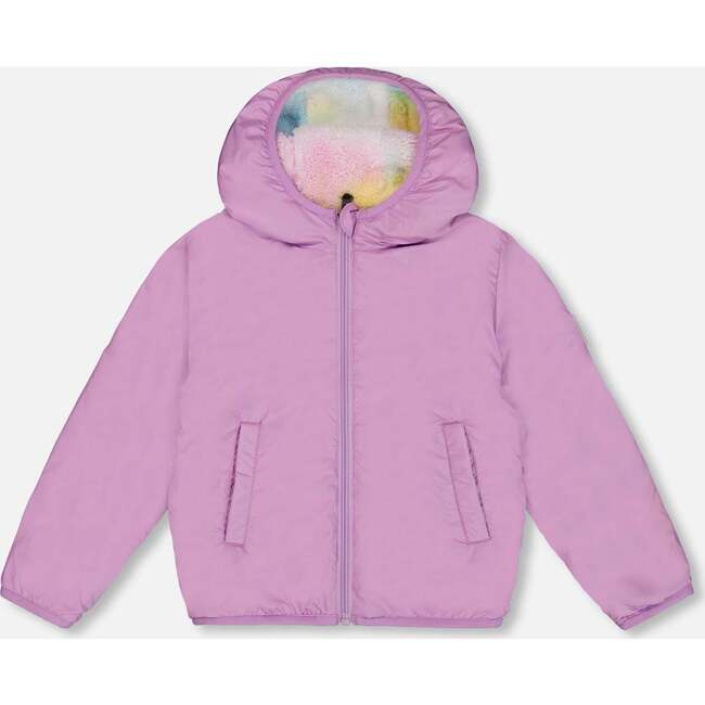 Reversible Tie-Dye Sherpa Jacket, Lilac - Puffers & Down Jackets - 6