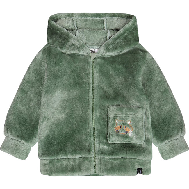 Plush Hooded Zip Jacket, Green