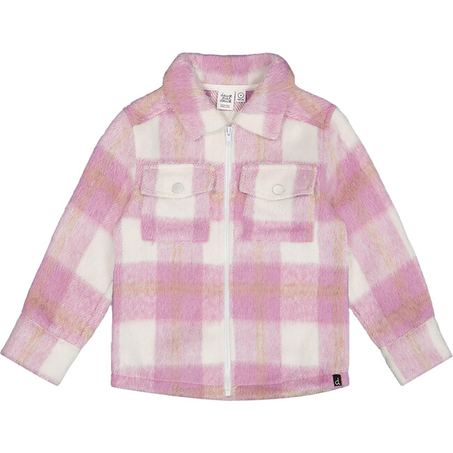 Overshirt Wool-Effect With Pockets, Plaid Lilac & Off-White