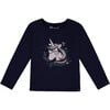 Organic Cotton Graphic Print Long Sleeve T-Shirt, Navy - T-Shirts - 1 - thumbnail