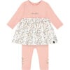 Organic Cotton Flowers Print Tunic & Leggings Set, Light Pink - Mixed Apparel Set - 1 - thumbnail