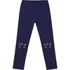 Organic Cotton Graphic Print Knee Legging, Navy - Leggings - 1 - thumbnail