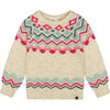 Norwegian Jacquard Long Raglan Sleeve Sweater, Beige Mix - Sweaters - 1 - thumbnail