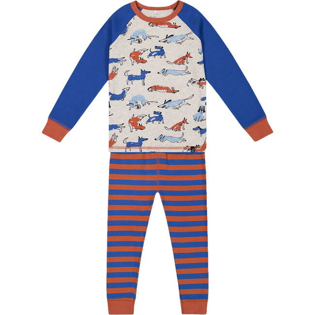 Organic Cotton 2-Piece Pajama Set, Blue & Orange Stripe