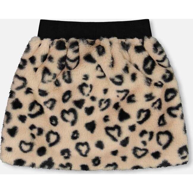 Print Faux Fur Mini Skirt, Leopard - Skirts - 4