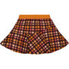 Milano Plaid Asymmetrical Flounce Mini Skirt, Magenta & Brown - Skirts - 1 - thumbnail