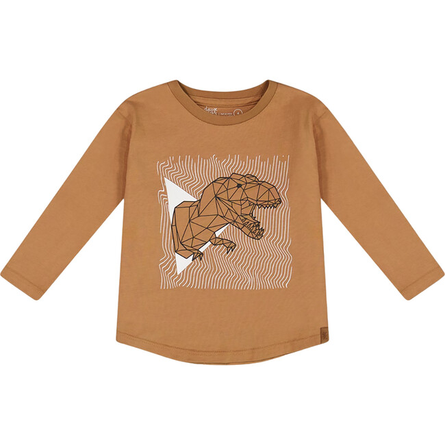 Long-Sleeve Graphic Print Long Sleeve T-Shirt, Caramel