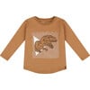 Long-Sleeve Graphic Print Long Sleeve T-Shirt, Caramel - T-Shirts - 1 - thumbnail