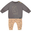 Mountains Print Organic Cotton Top & Pant Set, Dark Gray - Mixed Apparel Set - 1 - thumbnail