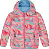 Marble Print Quilt Hooded Jacket, Multicolors - Puffers & Down Jackets - 1 - thumbnail