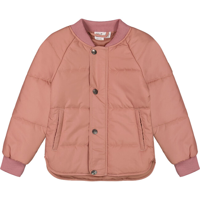 Long Raglan Sleeve Quilted Jacket, Pink