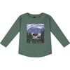 Long Sleeve T-Shirt With Print, Forest Green - T-Shirts - 1 - thumbnail