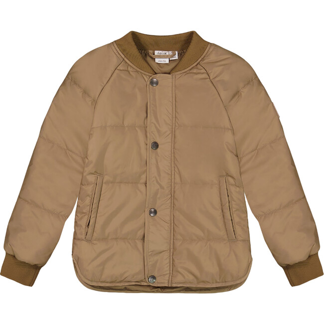 Long Raglan Sleeve Quilted Jacket, Taupe