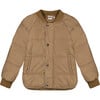 Long Raglan Sleeve Quilted Jacket, Taupe - Puffers & Down Jackets - 1 - thumbnail