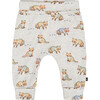 Organic Cotton Raccoon Print Evolutive Pant, Beige Mix - Pants - 1 - thumbnail
