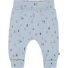 Organic Cotton Pine Print Evolutive Pant, Light Blue - Pants - 1 - thumbnail