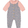 Organic Cotton Long Sleeve Onesie & Apples Print Overall Set, Gray - Mixed Apparel Set - 1 - thumbnail