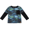 Layered Long Sleeve T-Shirt, Blue Boreal Aurora - T-Shirts - 1 - thumbnail