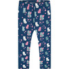 Kitten Print Leggings, Navy Blue - Leggings - 1 - thumbnail