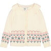 Jacquard Knit Cardigan, Off-White Flowers Jacquard - Cardigans - 1 - thumbnail