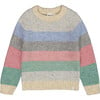 Horizontal Stripe Sweater, Beige, Blue & Pink - Sweaters - 1 - thumbnail