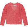 Knit V-Neck Long Sleeve 3-Buttoned Cardigan, Magenta - Cardigans - 1 - thumbnail