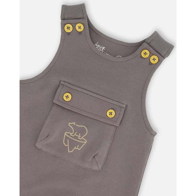 Organic Cotton Mountains Print Onesie & Overall Set, Dark Gray - Mixed Apparel Set - 4