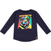 Long Sleeve Graphic Print Long Sleeve T-Shirt, Navy - T-Shirts - 1 - thumbnail