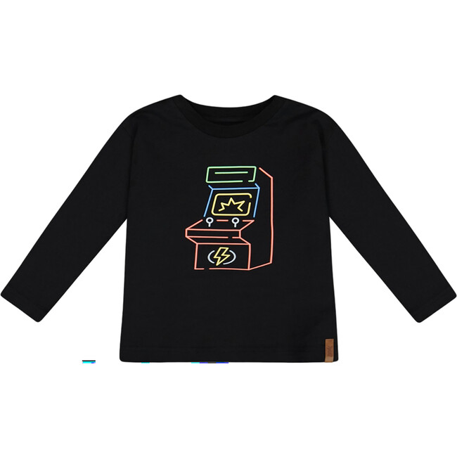 Long Sleeve Graphic Print Long Sleeve T-Shirt, Black