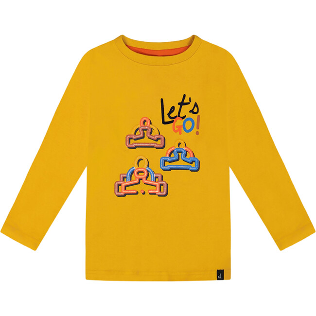 Graphic Print Long Sleeve T-Shirt, Mustard Yellow