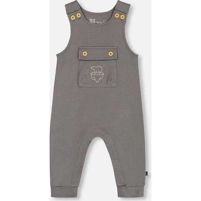 Organic Cotton Mountains Print Onesie & Overall Set, Dark Gray - Mixed Apparel Set - 5