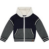 Full Zip Hooded Fleece, Navy & Dark Gray - Sweatshirts - 1 - thumbnail