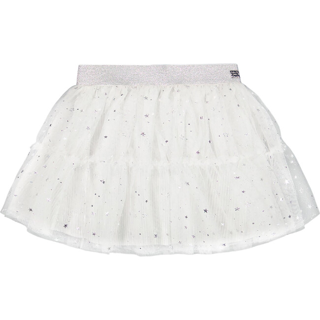 Glittering Stars 2-Tiered Mini Tulle Skirt, Off-White