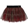 Glittering Plaid 2-Tiered Mini Tulle Skirt, Red - Skirts - 1 - thumbnail