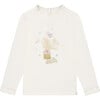 Frill Neck Print Long Sleeve T-Shirt, Off-White - T-Shirts - 1 - thumbnail