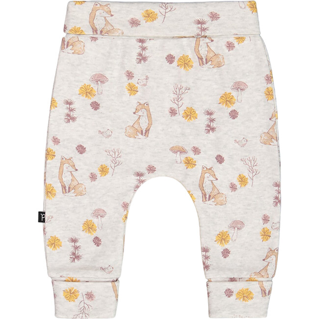 Fox Print Organic Cotton Evolutive Pant, Beige Mix