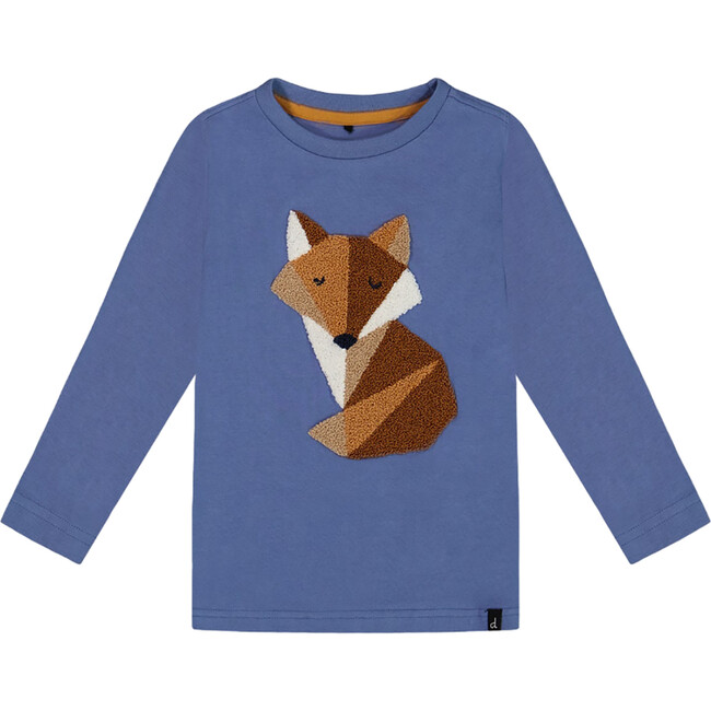 Fox Applique Long Sleeve T-Shirt, Blue