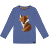 Fox Applique Long Sleeve T-Shirt, Blue - T-Shirts - 1 - thumbnail