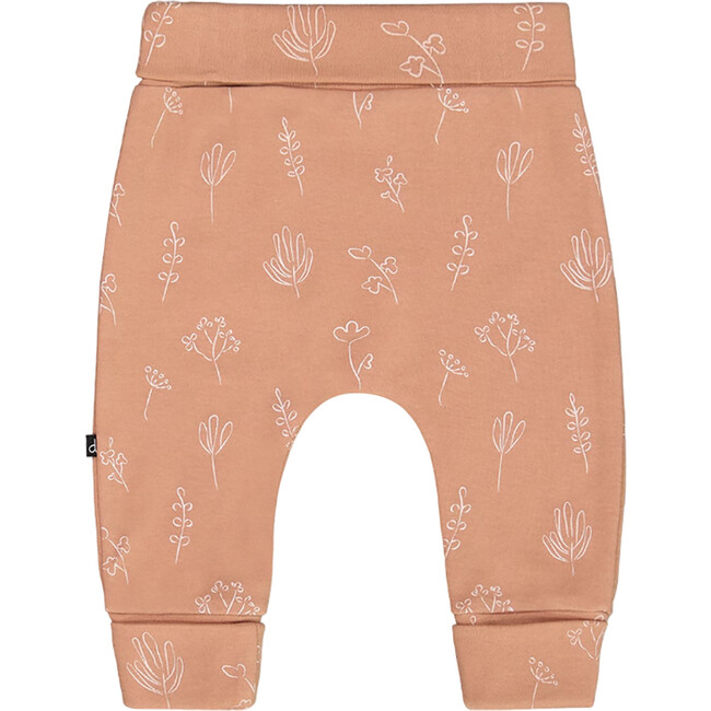 Flowers Print Organic Cotton Evolutive Pant, Cinnamon