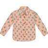 Flowers Print Polar Fleece Long Sleeve Shirt, Peach & Blue - Jackets - 1 - thumbnail