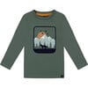 Graphic Print Long Sleeve T-Shirt, Forest Green - T-Shirts - 1 - thumbnail